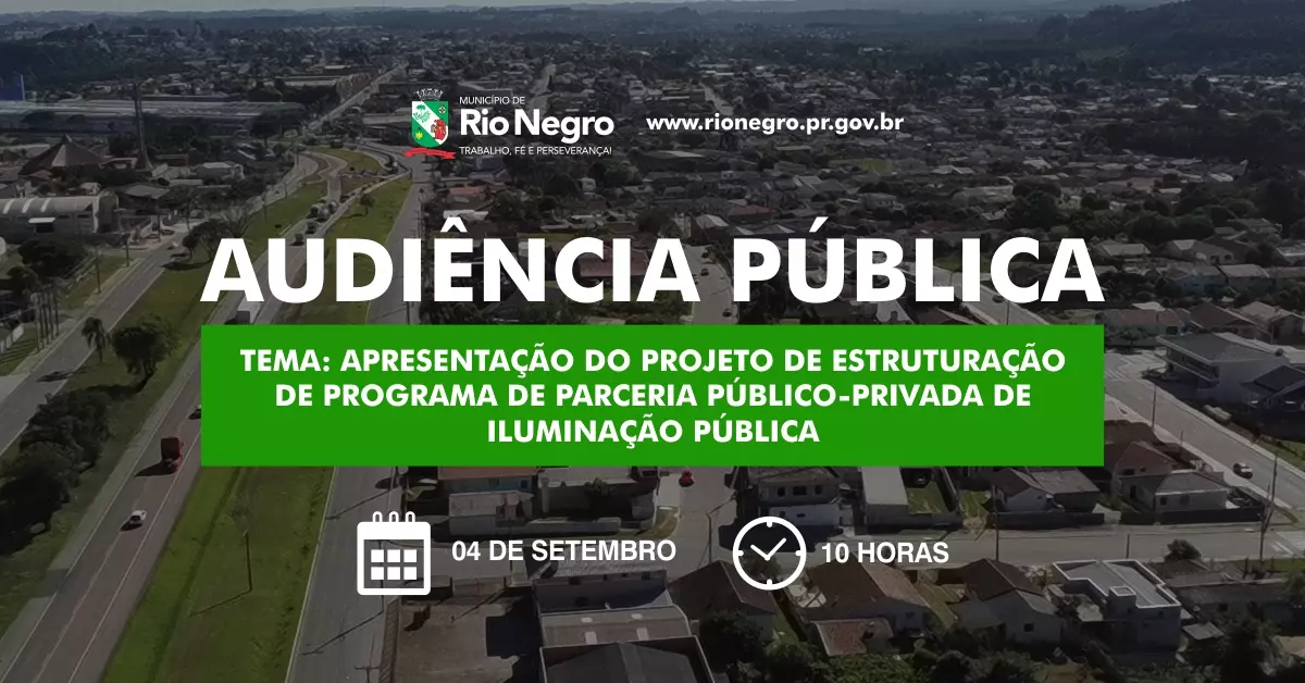 Prefeitura de Rio Negro convida a população para participar de importante audiência pública